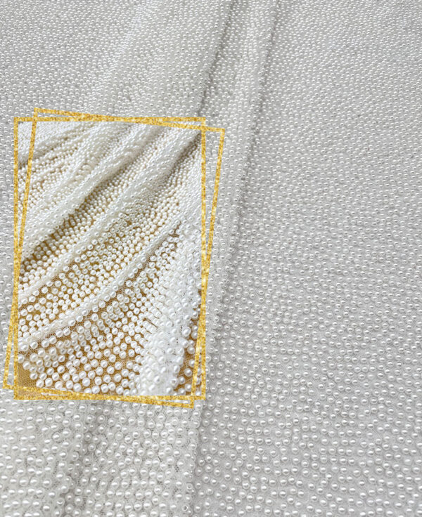 White pearls lace fabric #51106