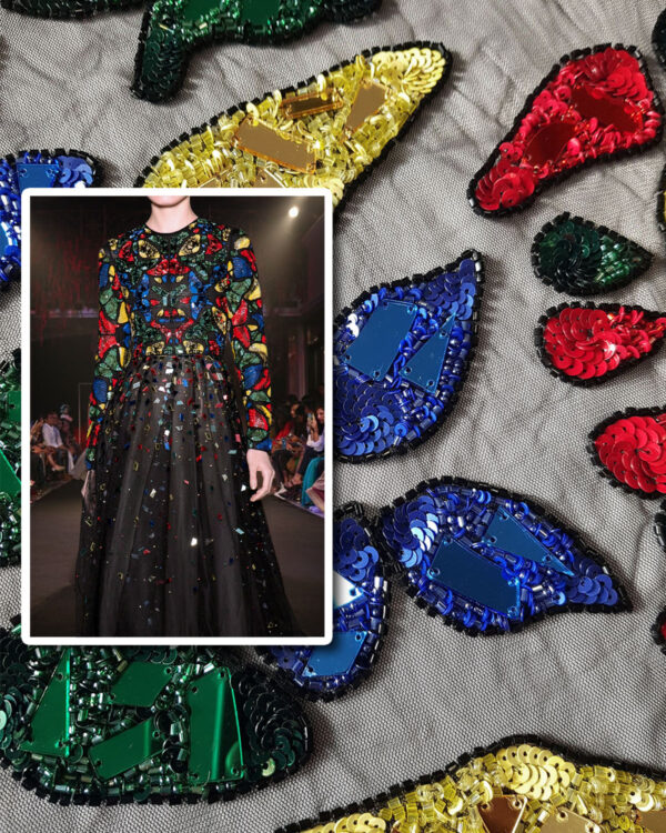 Colorful mirror couture beaded lace - Image 2