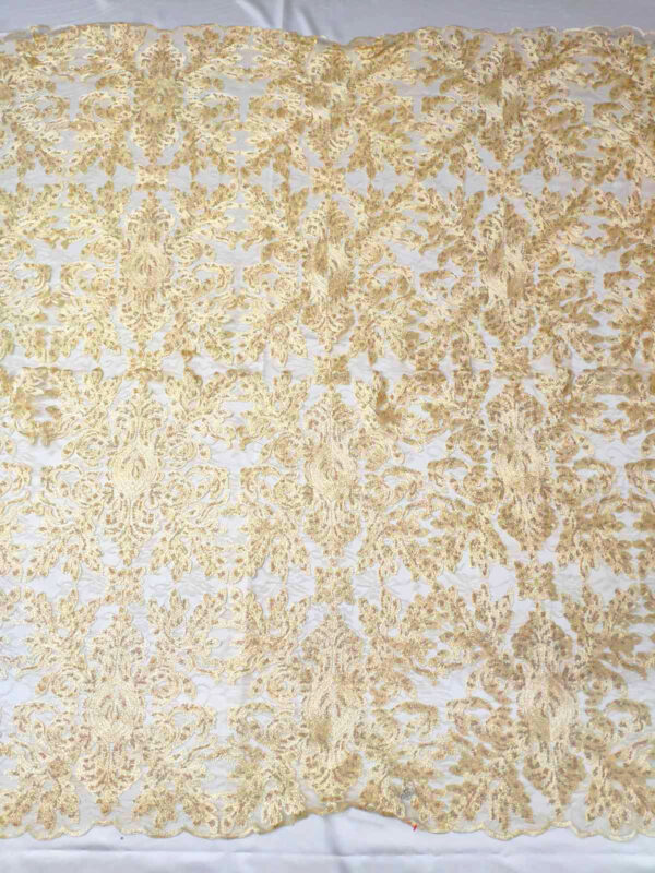 Gold embroidered baroque lace fabric #20524 - Image 2