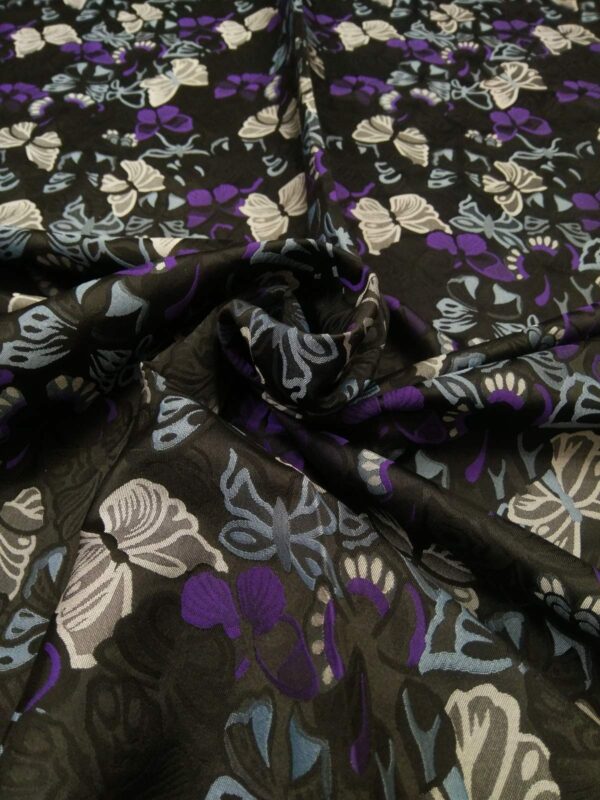 Black jacquard with purple butterflies #80724 - Image 2