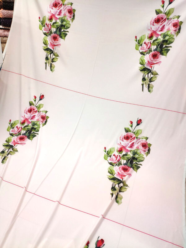 Pink crepe with rose flowers #91366 - Image 3