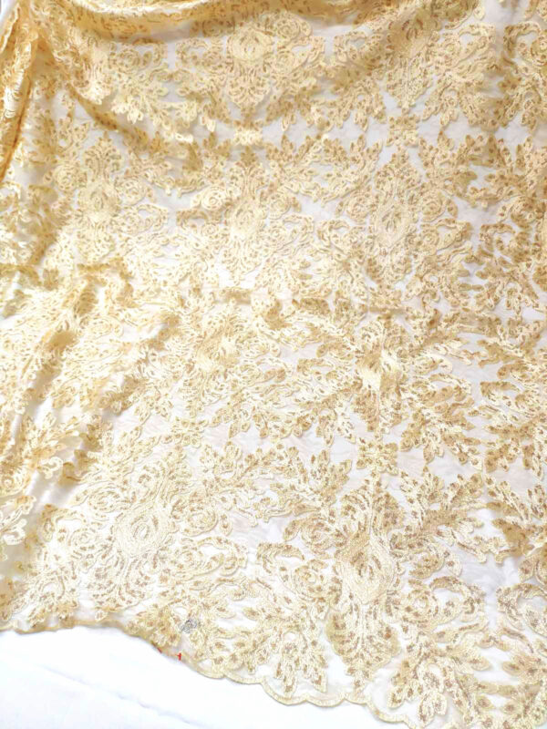 Gold embroidered baroque lace fabric #20524 - Image 4