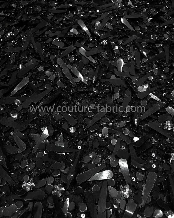 Black sequined and crystals couture lace - Image 6