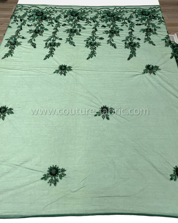 Green color embroidery couture lace - Image 9