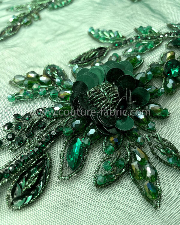 Green color embroidery couture lace - Image 2