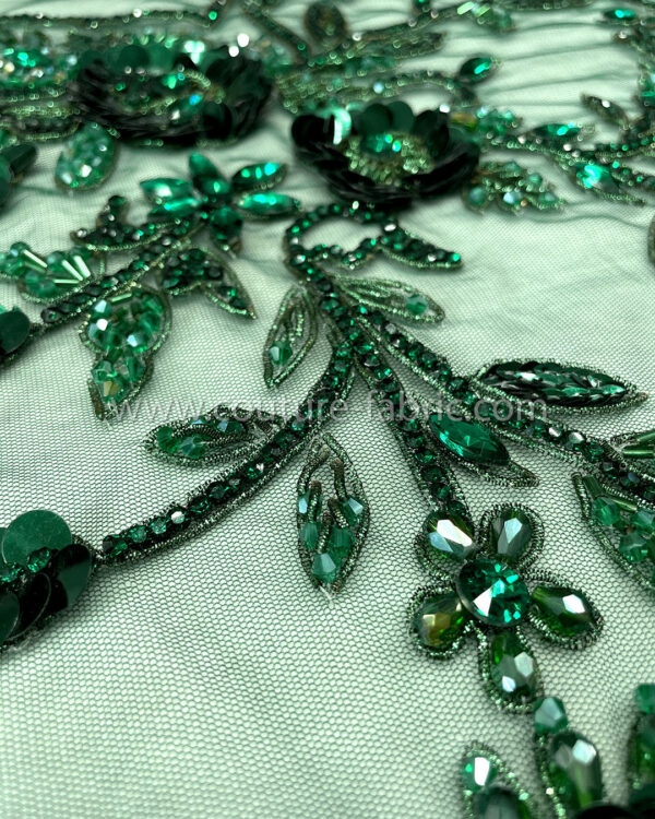 Green color embroidery couture lace - Image 4