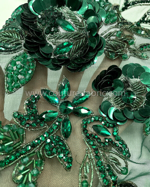 Green color embroidery couture lace - Image 3