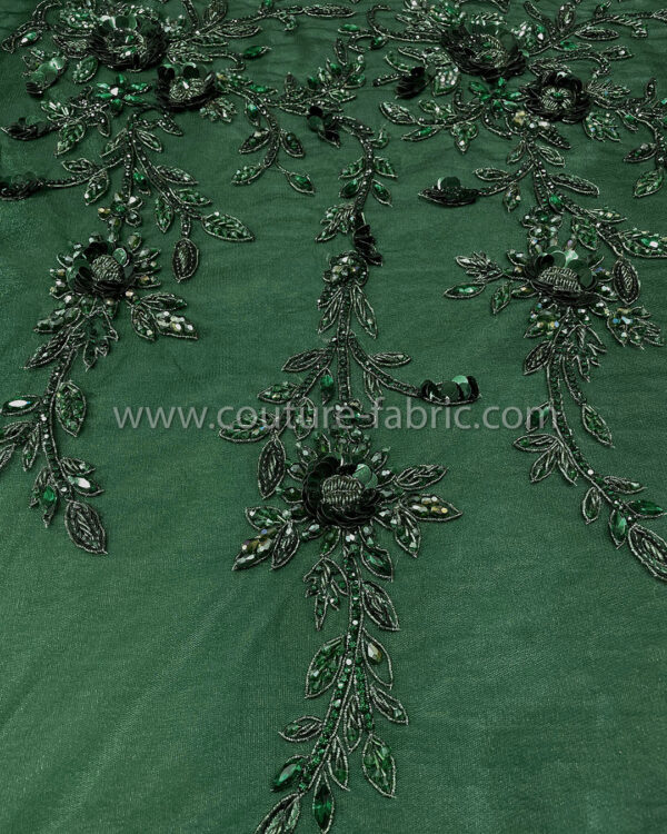 Green color embroidery couture lace - Image 8