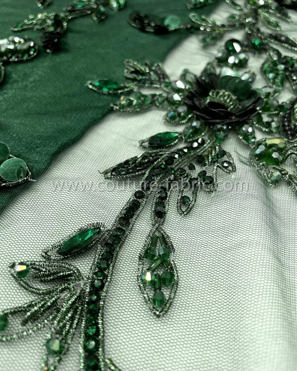 Green color embroidery couture lace - Image 7