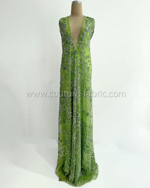 Green color embroidery couture lace - Image 13