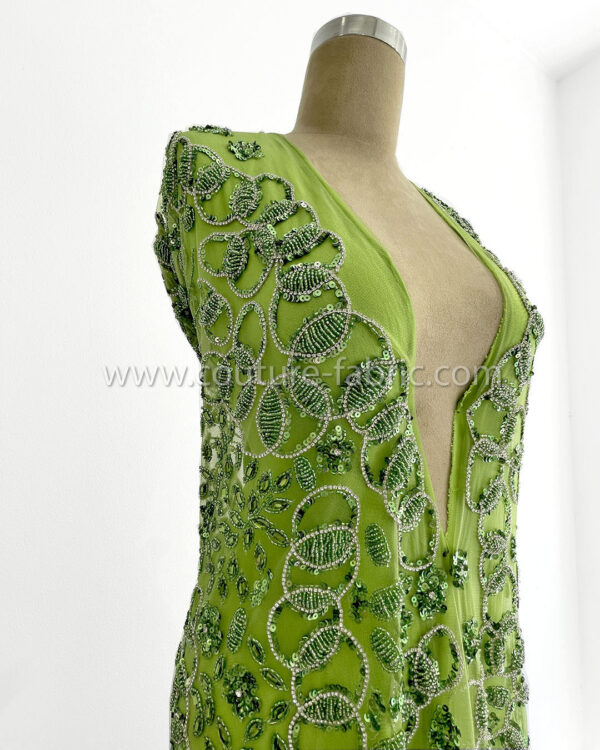 Green color embroidery couture lace - Image 12