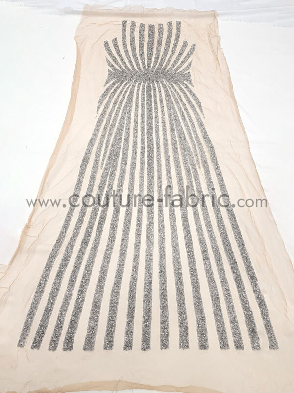 Silver couture striped lace