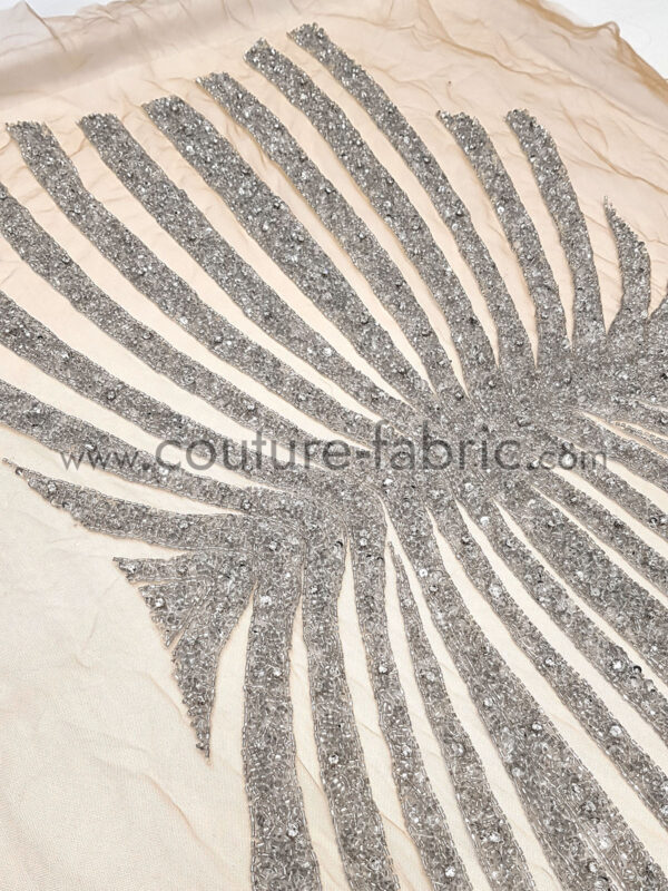 Silver couture striped lace