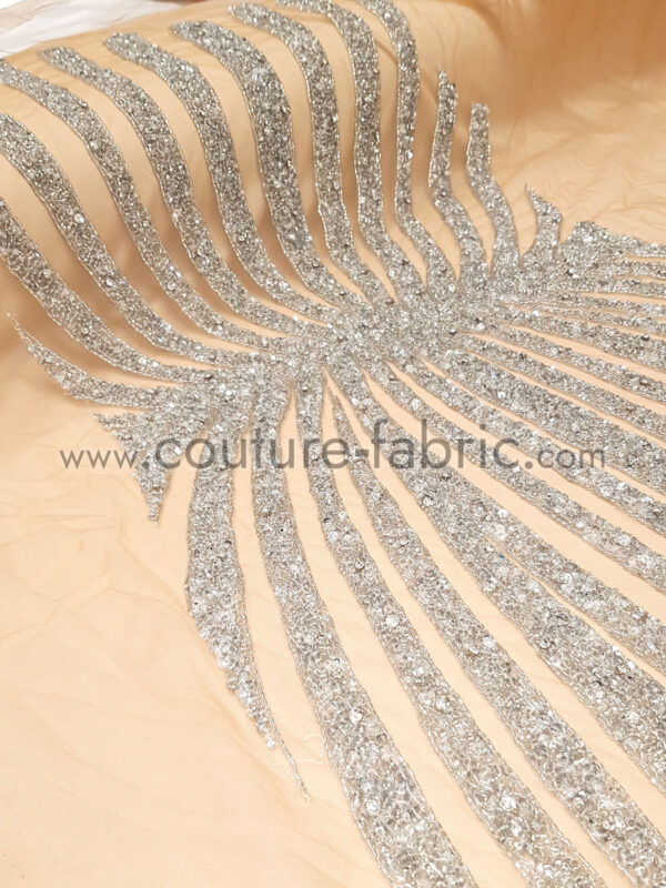 Silver couture striped lace