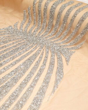 Silver couture striped lace