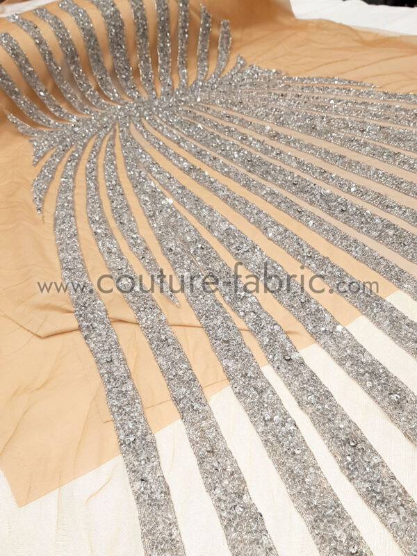 Silver couture striped lace