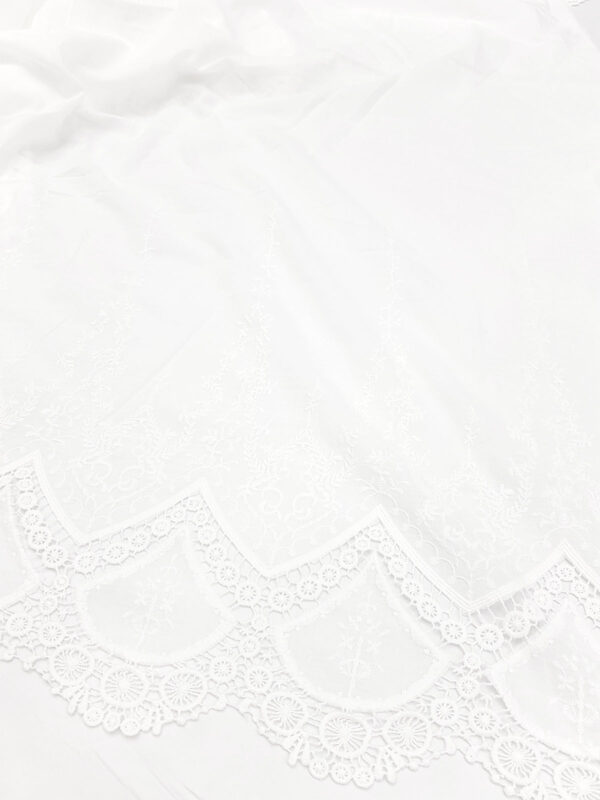 White floral cotton embroidered eyelet fabric #50358 - Image 4