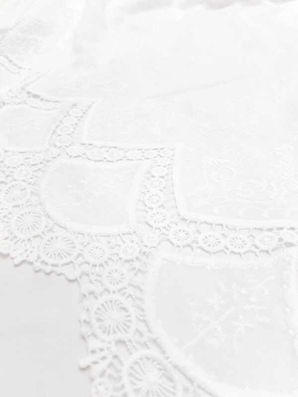 White floral cotton embroidered eyelet fabric #50358 - Image 2