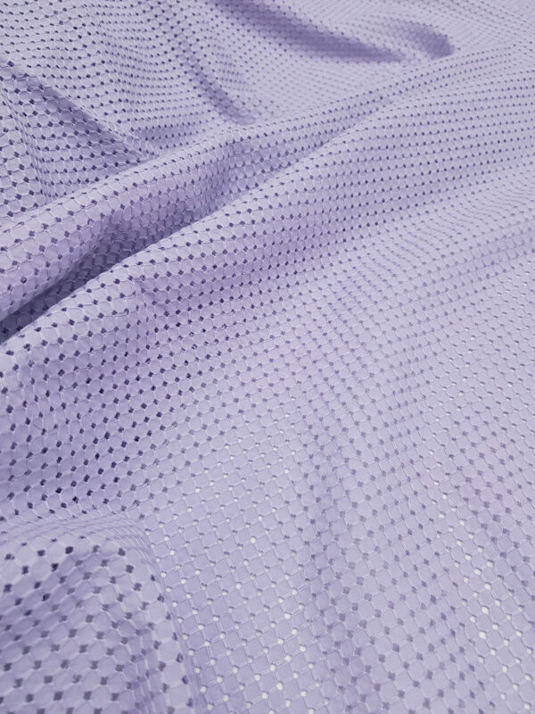 Purple checkered cotton embroidered eyelet fabric #50306