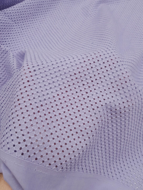 Purple checkered cotton embroidered eyelet fabric #50306 - Image 2