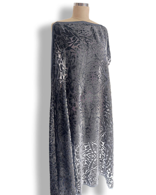 Grey floral burnout velvet chiffon #99444 - Image 6