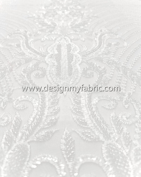 White bridal floral lace and beads #99421 - Image 2