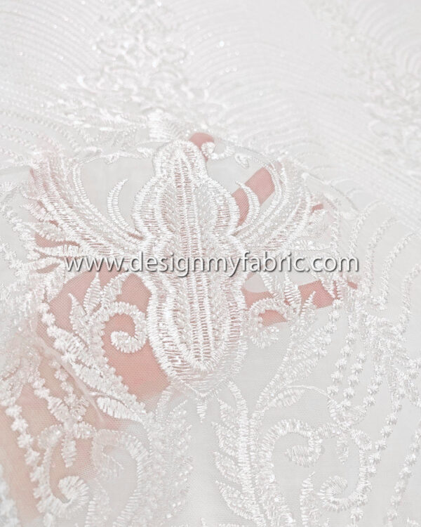 White bridal floral lace and beads #99421 - Image 3