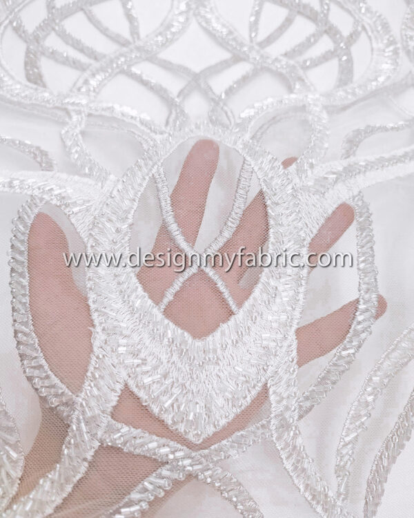 Off white bridal lace with pearls and beads #99470 - Image 3