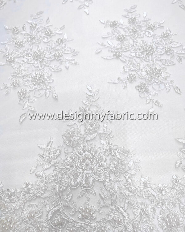 Off white bridal lace with pearls and beads #81749 - Image 2