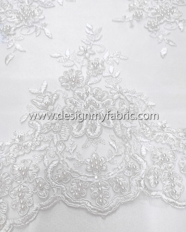 Off white bridal lace with pearls and beads #81749 - Image 5