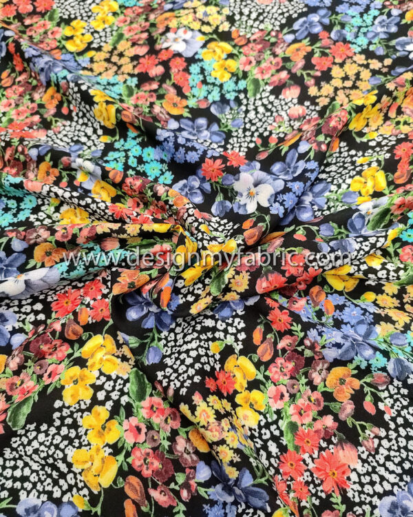 Blue and Purple floral poplin fabric #81994