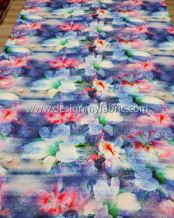 Purple floral poplin fabric #99244 - Image 3