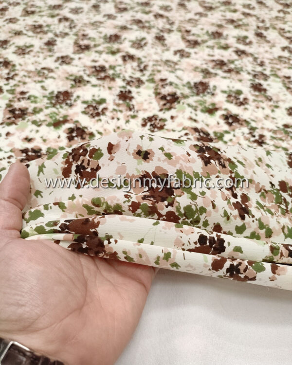 Green and brown floral poplin fabric #81989 - Image 2