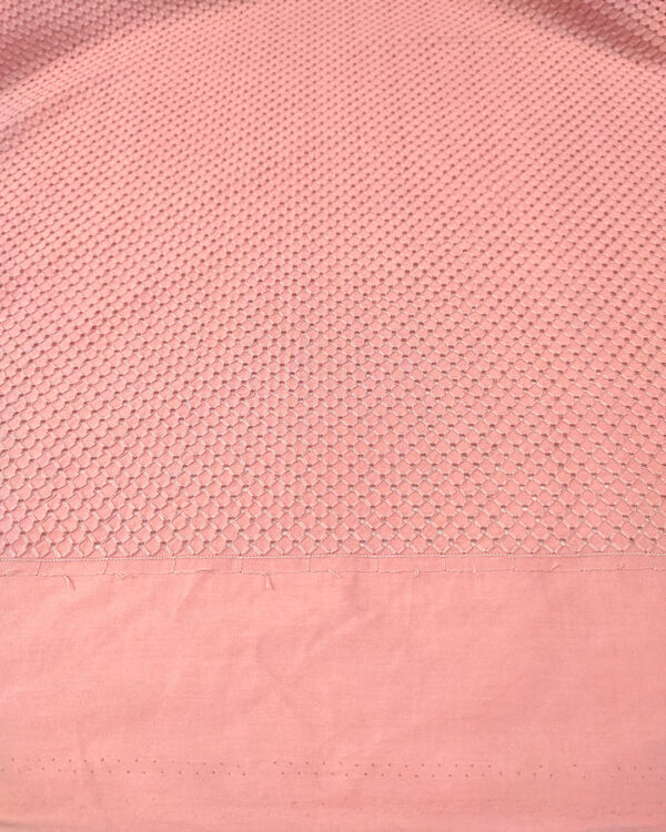 Salmon pink checkered embroidered eyelet fabric #50300 - Image 3