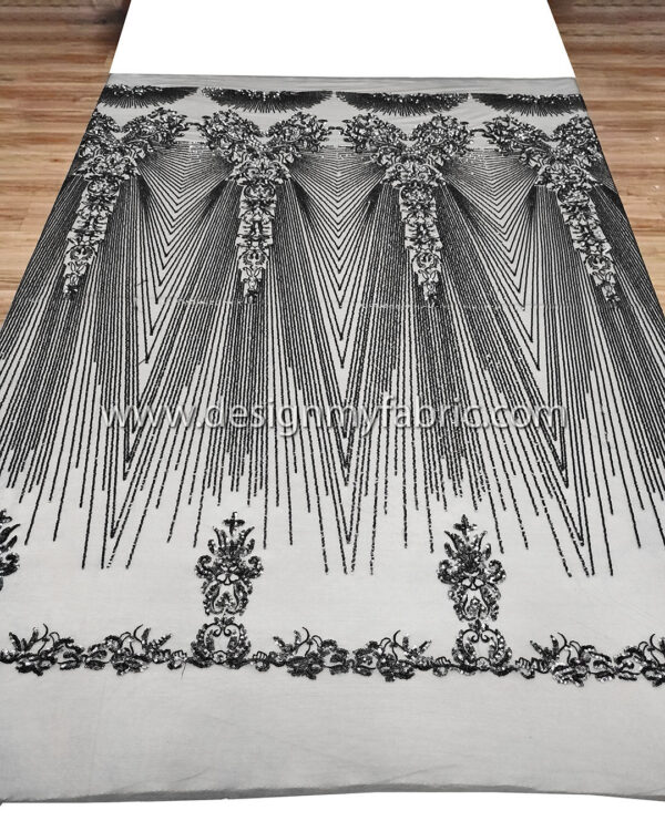 Grey sequined lace fabric #81799 - Image 5