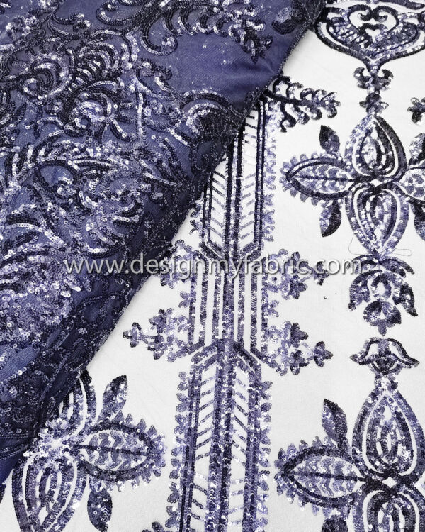 Purple sequined lace fabric #20495 - Image 2