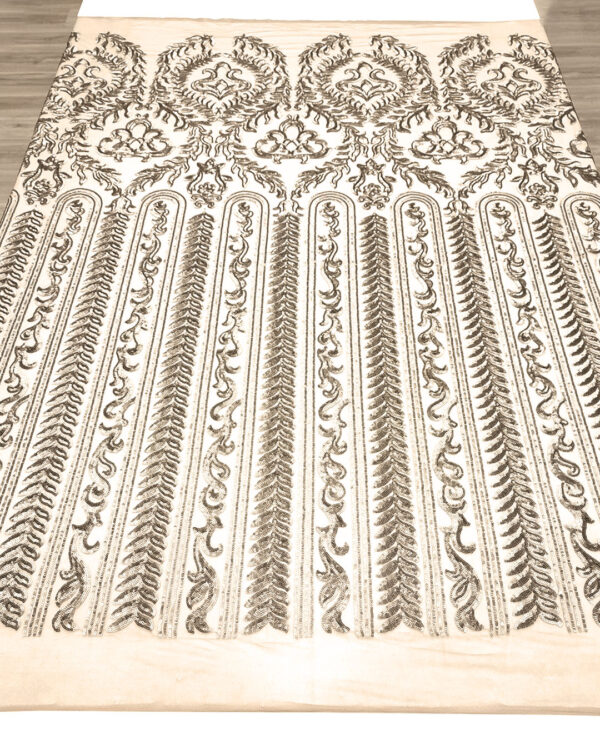 Beige sequined lace fabric #20494 - Image 4