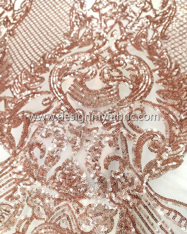 Beige sequined lace fabric #81813 - Image 3