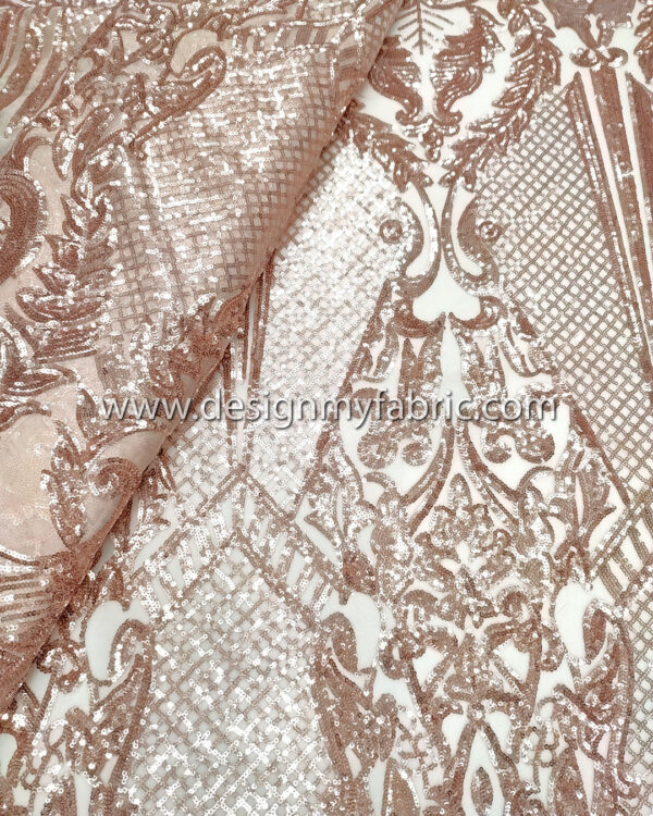 Beige sequined lace fabric #81813 - Image 2