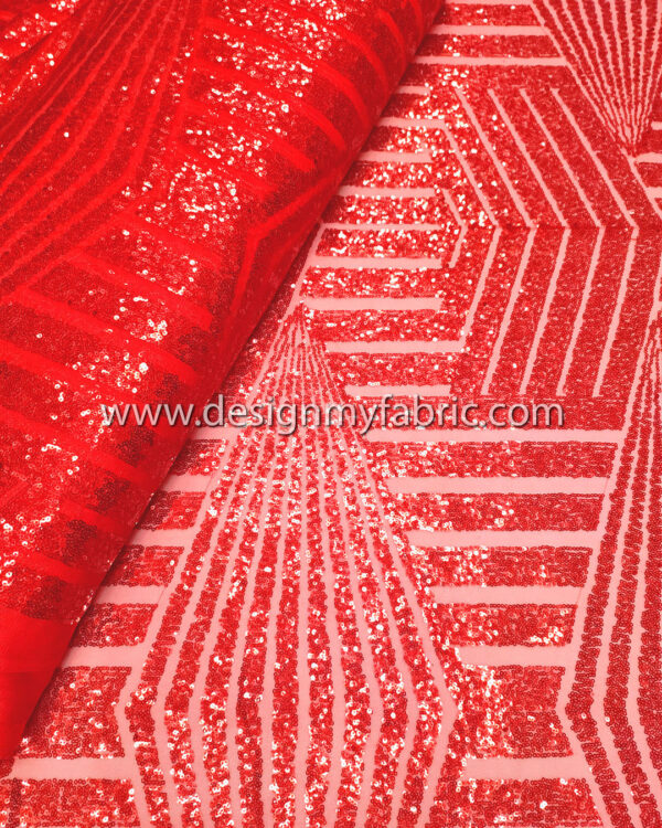 Red sequined lace fabric #81830 - Image 2