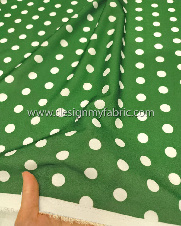 Green crepe satin with white dots #50626 - Image 2