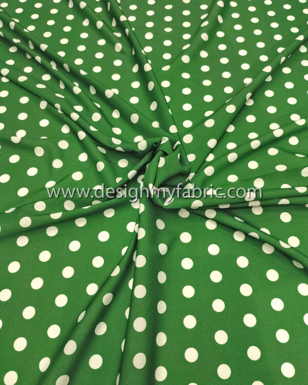 Green crepe satin with white dots #50626 - Image 3