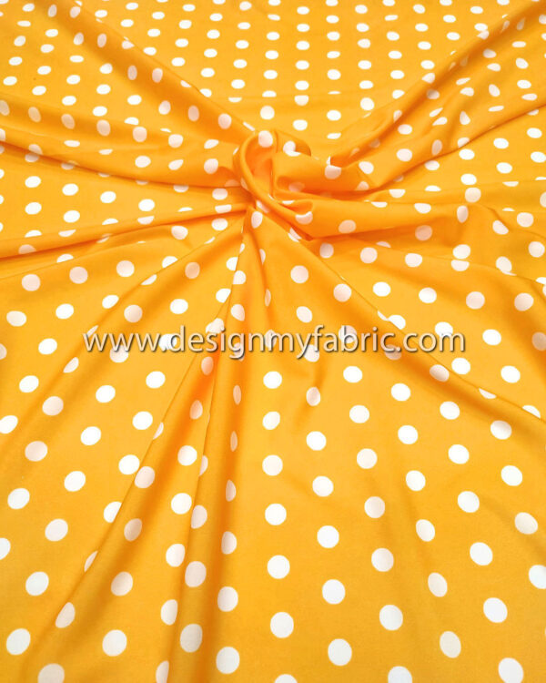 Yellow crepe satin with white dots #50621 - Image 3