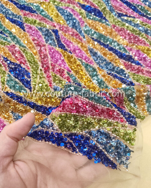 Multicolor color embroidery couture lace - Image 17