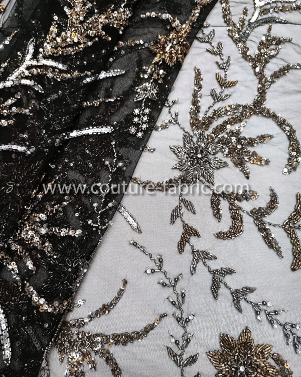 Black color embroidery couture lace - Image 24