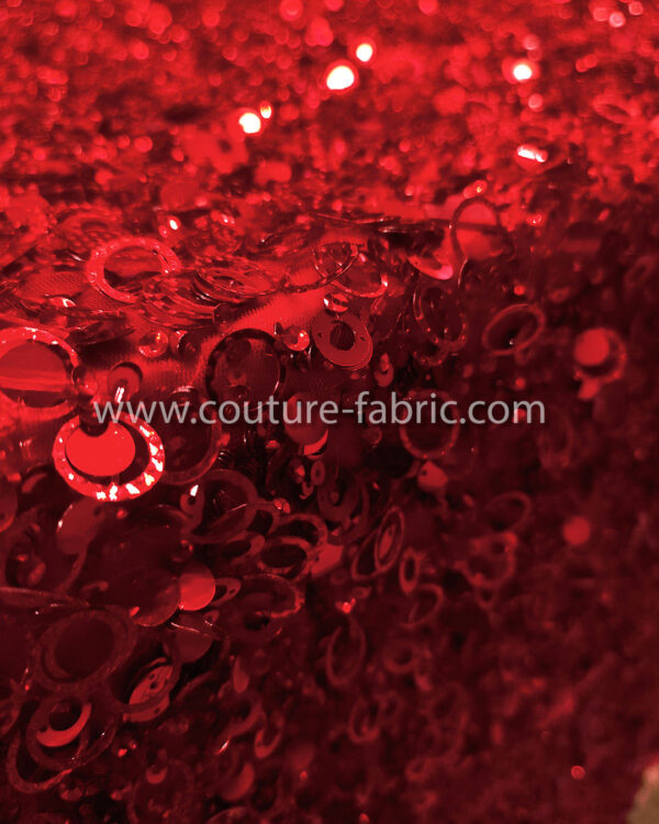 Dark red embroidery couture lace - Image 9