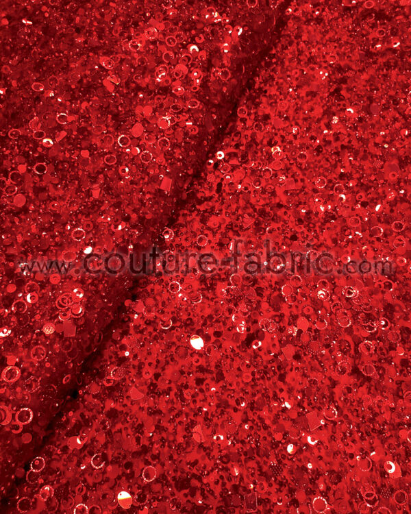 Dark red embroidery couture lace - Image 11