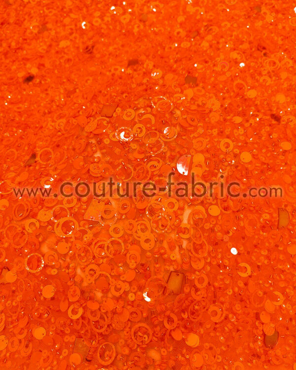 Vivid orange embroidery couture lace - Image 3