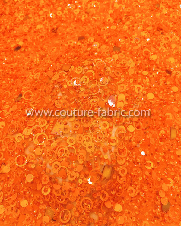 Vivid orange embroidery couture lace - Image 8