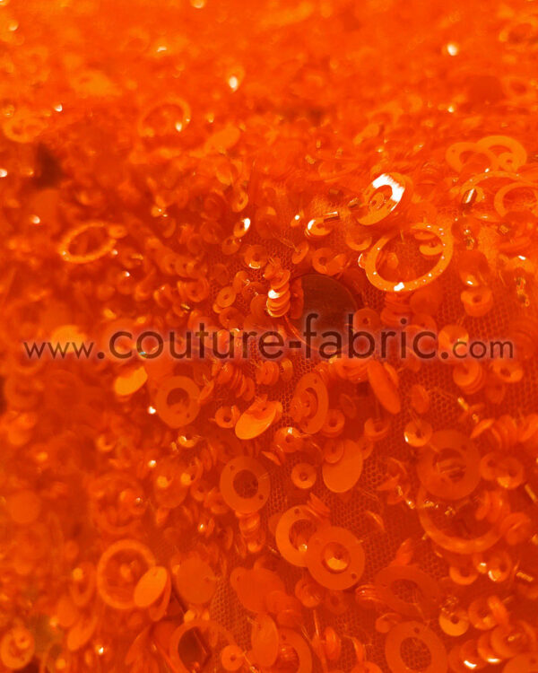 Vivid orange embroidery couture lace - Image 2